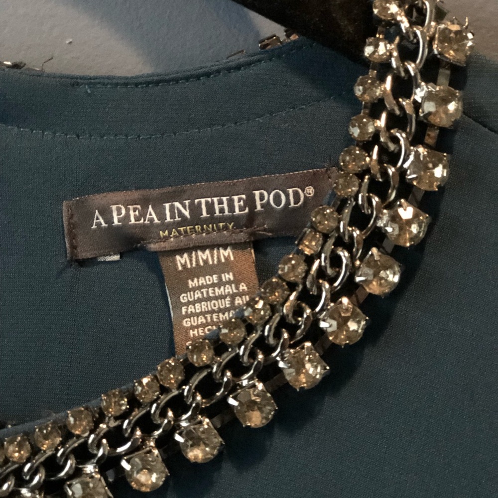 A Pea in the Pod dark teal formal maternity dress